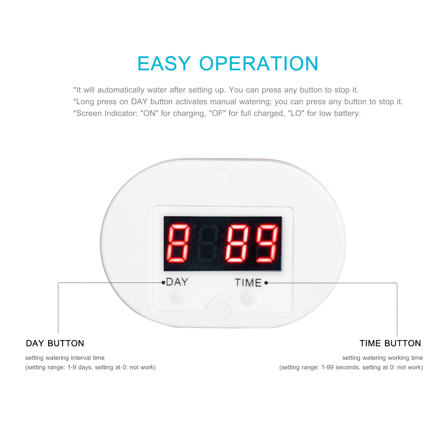 Automated Watering Device Smart Water Controller Automatically Watering System Drip Irrigation Kit for 4 Potted Plants with 2000mAh Rechargeable Battery