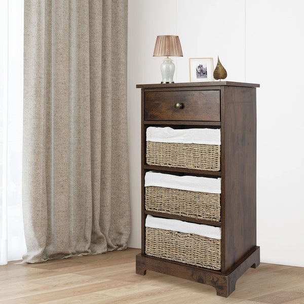 Dresser with Drawers， Wood Frame Storage Dresser， Storage Cabinet with Removable Drawers， Organizer Dresser for Bedroom - - 37668618