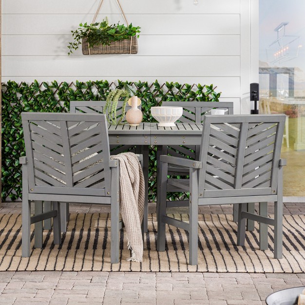 5pc Slatted Chevron Acacia Wood Patio Dining Set Saracina Home