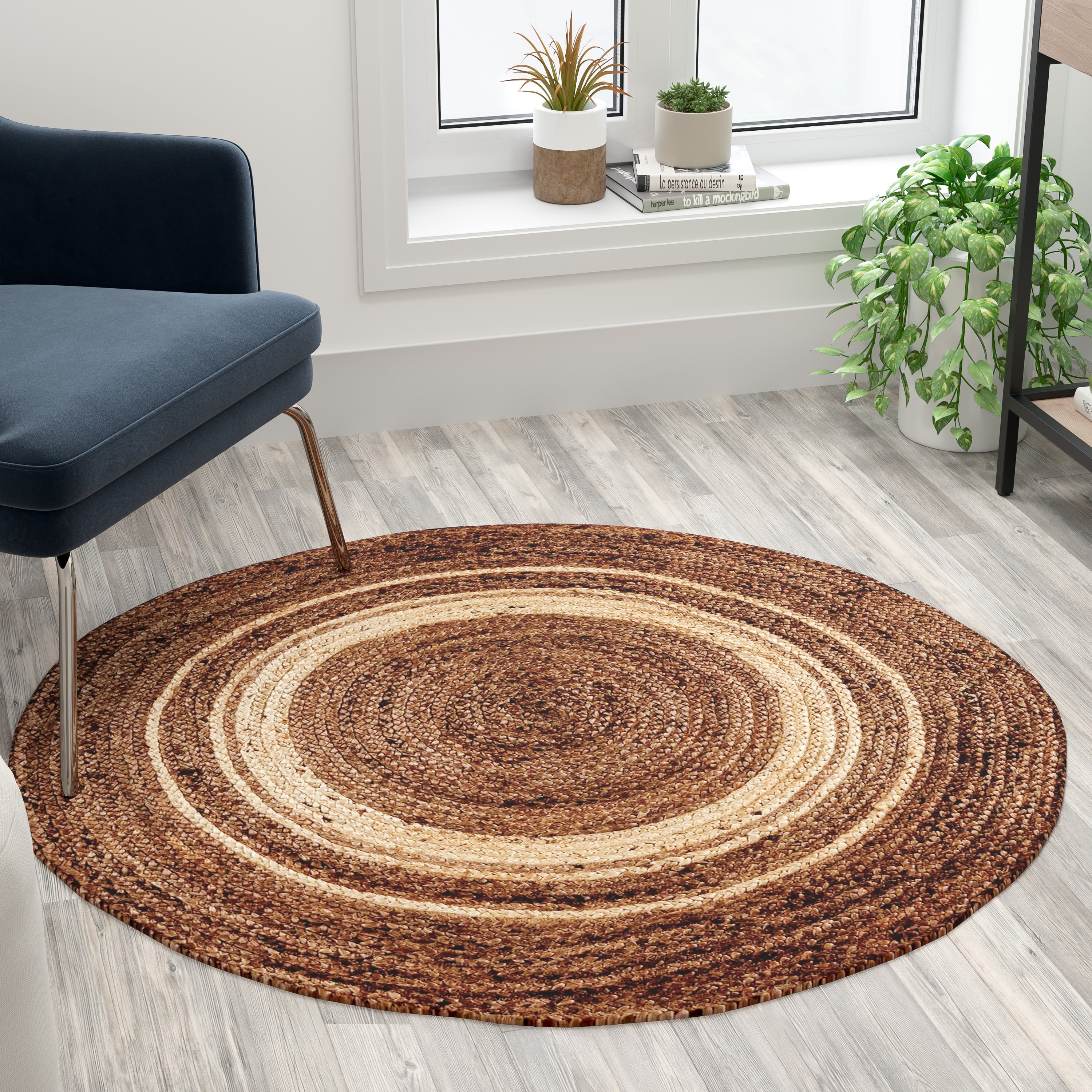 Flash Furniture Round Cottage Natural Area Rug, 4'