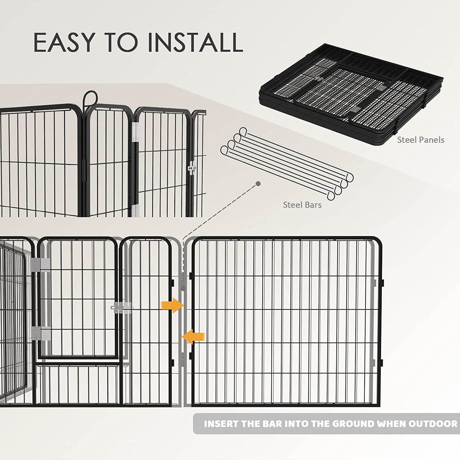 CL.HPAHKL 8/16 Panel 40''×32''Dog Playpens with Door for Inside， Pet Playpen for Small Animal Dog Playpens indoor outdoors for Large Dogs Folding Exercise Pens and Exercise Fence Barrier Playpen Kennel