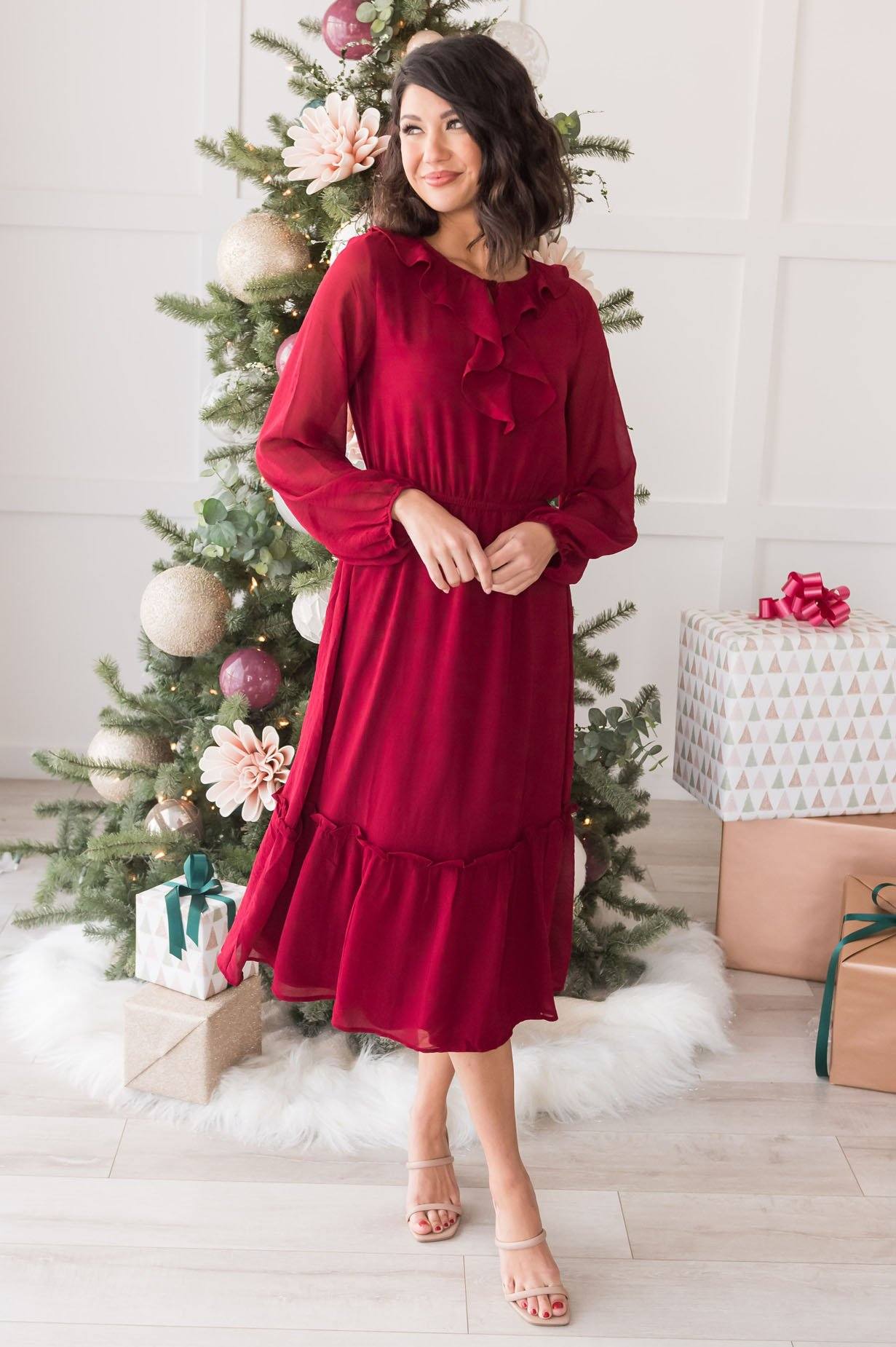 The Faith Modest Ruffle Dress