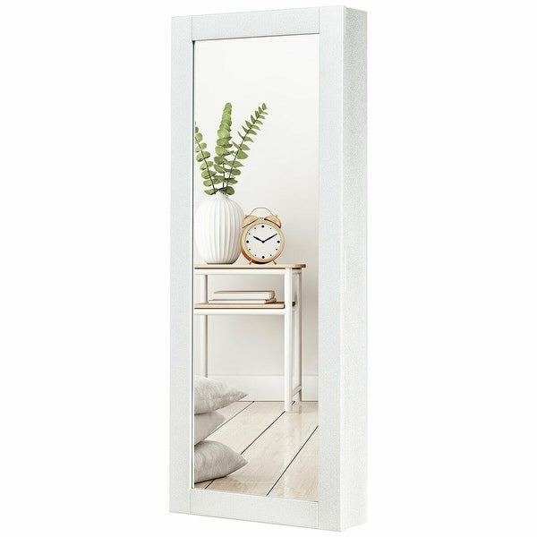 Wall Mounted Mirrored Storage Jewelry Cabinet - 13.9