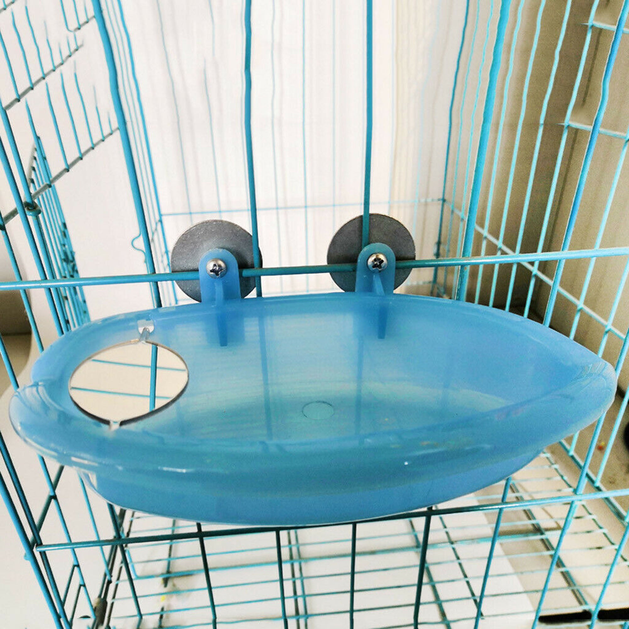 One Opening Bird Water Bath Tub For Pet Parrot Cage Hanging Bowl Shower Wash