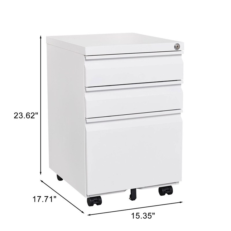 Mobile Locking File Cabinet  Rolling Filing Cabine w/3 Drawers