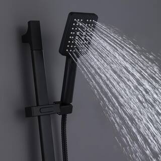 Tomfaucet 3-Spray Wall Mount Handheld Shower Head 1.5 GPM in Square Matte Black TFB0890MB