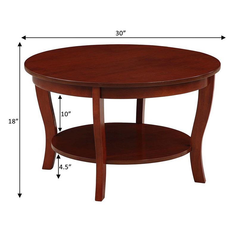 Convenience Concepts American Heritage Round Coffee Table with Shelf