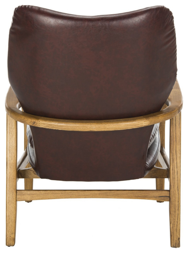 Carlie Accent Chair  Burgundy/Natural   Midcentury   Armchairs And Accent Chairs   by Rustic Home Furniture Deco  Houzz