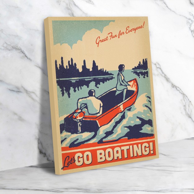 Americanflat Vintage Coastal Lake Go Boating By Anderson Design Group Unframed Canvas Wall Art