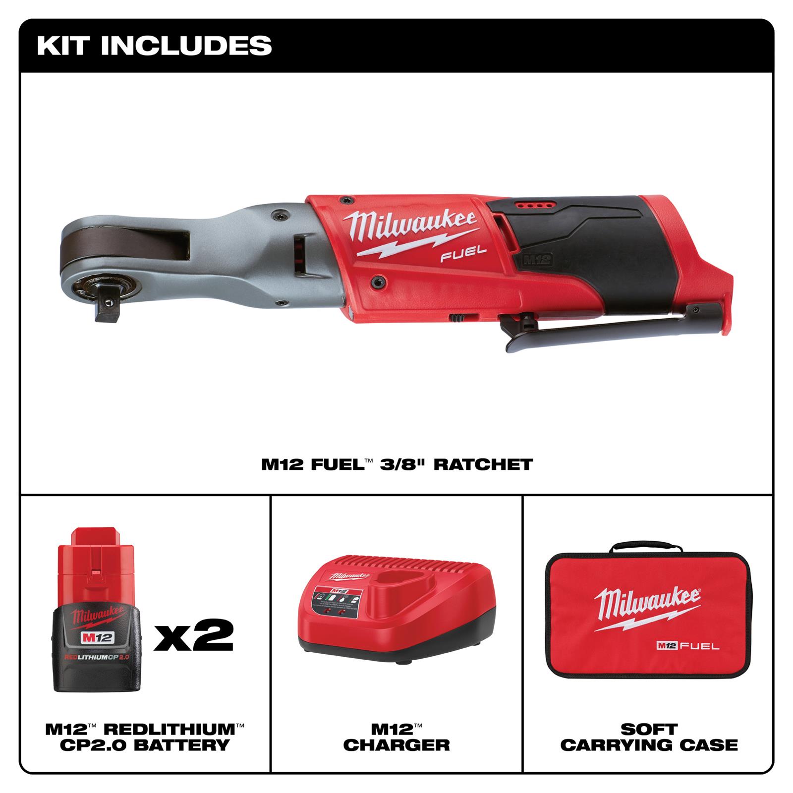 Milwaukee Tool 2557-22 Milwaukee M12 FUEL Cordless Lithium-Ion Ratchets