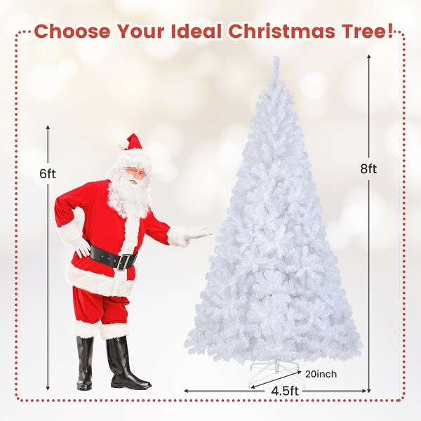 Premium 8Foot White PVC Artificial Christmas Tree with Sturdy Stand for Festive Decor