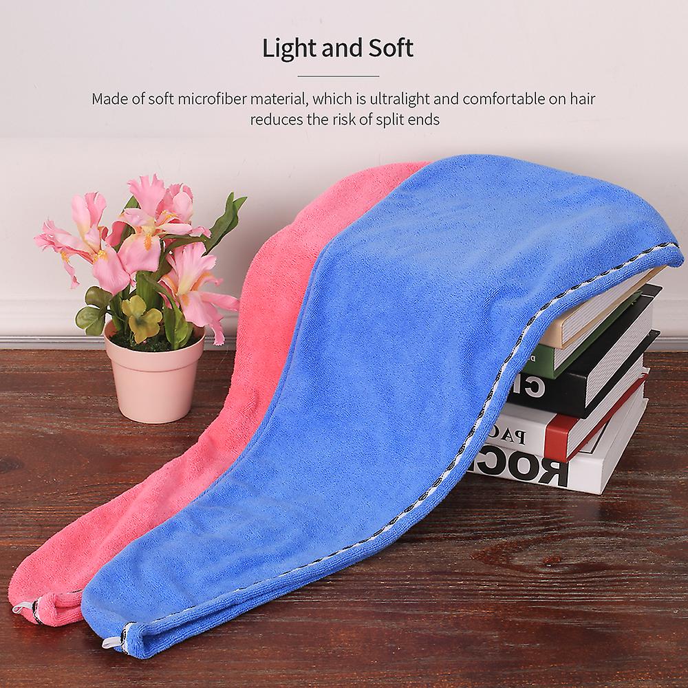 2pcs Soft Microfiber Quick Dry Hair Drying Towels Water-absorbent Dry Hair Cap Bath Shower Wrap Turban Towel With Button For All Hair Types And Length