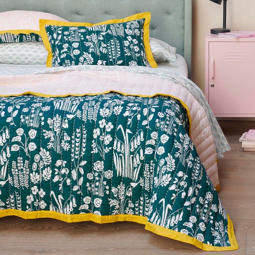 Novogratz by Utica Tallulah Belle Full/Queen Green Quilt Set