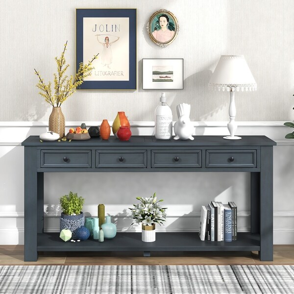 Console Table for Entryway Sofa Table with Storage Drawers and Bottom Shelf