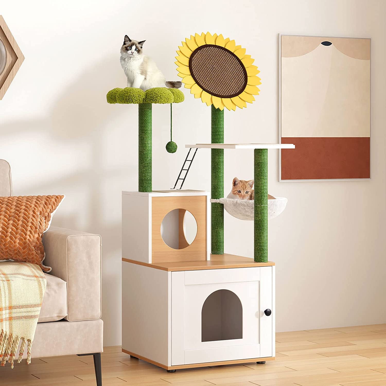 Soges Cat Tree with Cat Condo， 60