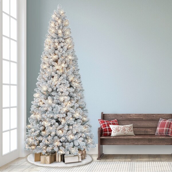 9 ft. Prelit Flocked Virginia Pine Tree