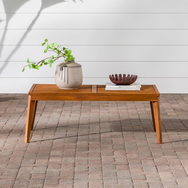 Saracina Home Acacia Mid century Modern Rectangle Slatted Patio Coffee Table