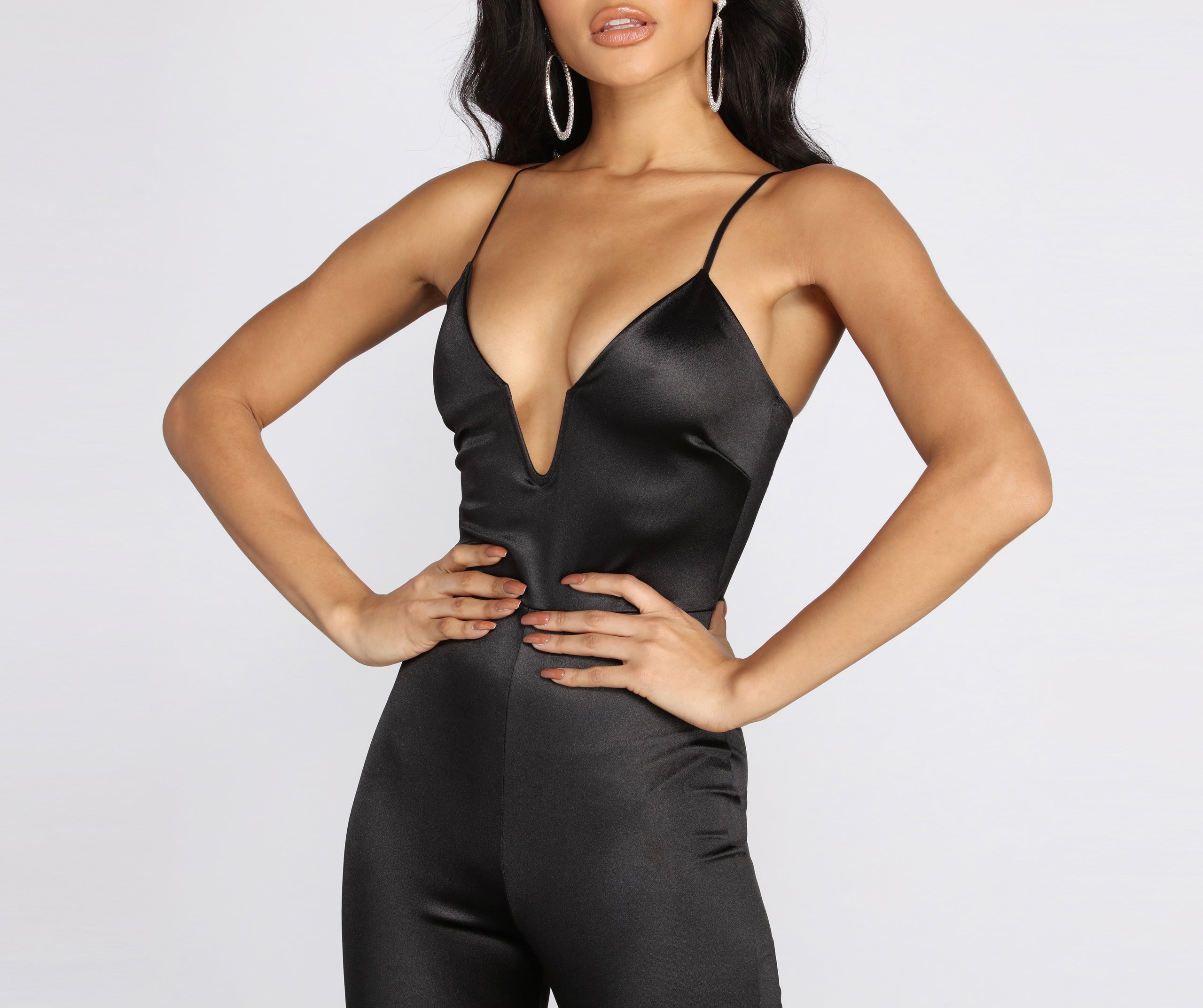 Take The Plunge Satin Jumpsuit