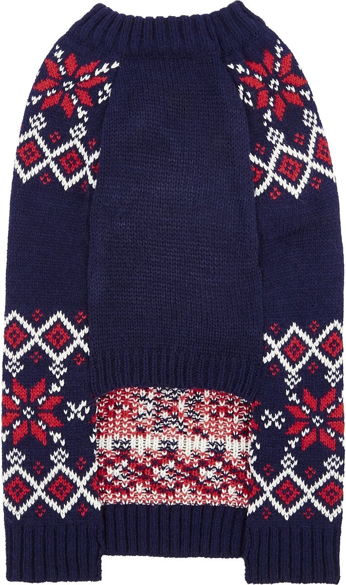 Frisco Moose Fair Isle Dog and Cat Sweater， Navy