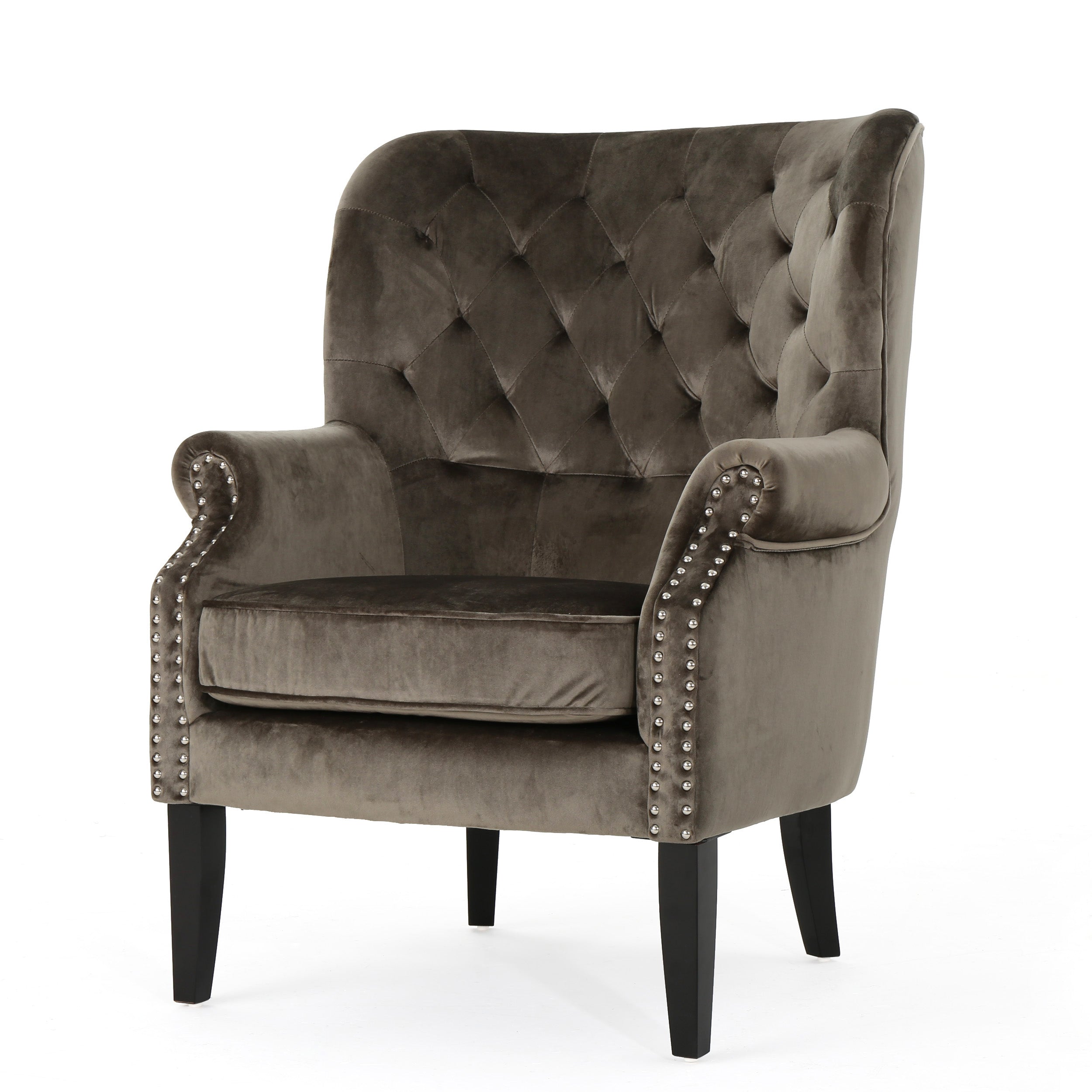 Tomlin Modern Glam Velvet Club Chair with Nailhead Trim