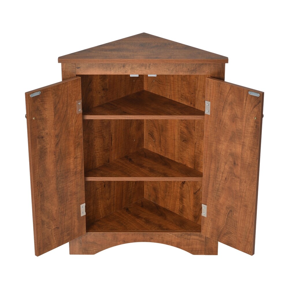 Triangle Bathroom Freestanding Storage Cabinet with Adjustable Shelves