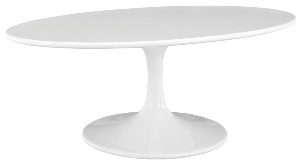 Lippa 42 quotOval Shaped Wood Top Coffee Table EEI 1139 WHI   Midcentury   Coffee Tables   by Kolibri Decor  Houzz