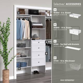 ClosetMaid Selectives 60 in. W - 120 in. W White Reach-In Tower Wall Mount 6-Shelf Wood Closet System 5702900