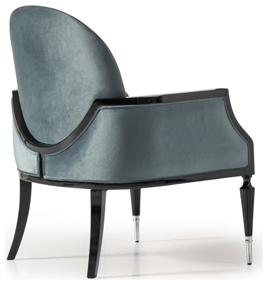 La Francaise Velvet Accent Chair Azure/Black   Traditional   Armchairs And Accent Chairs   by Michael Amini  Houzz