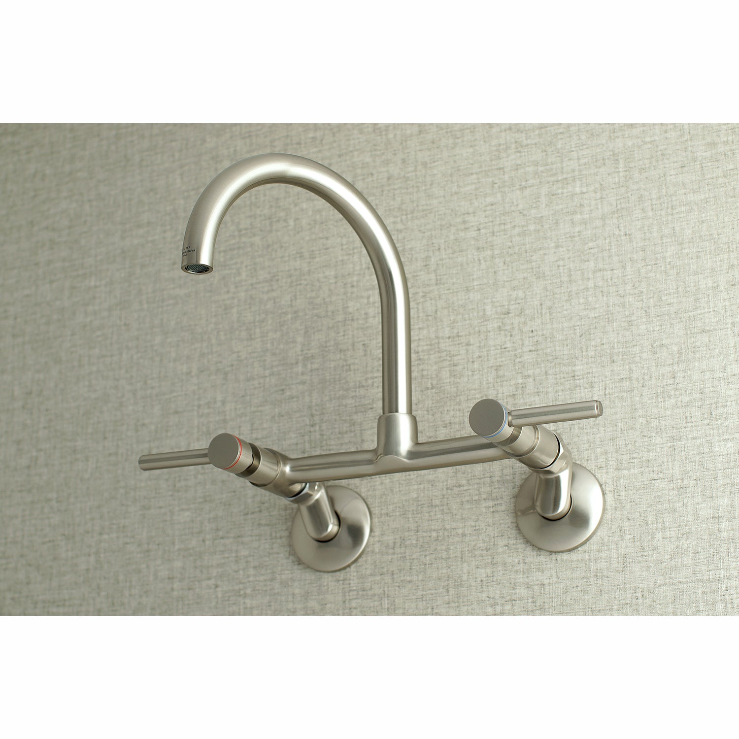 Kingston Brass Concord 8-Inch Adjustable Center Wall Mount Kitchen Faucet， Brushed Nickel