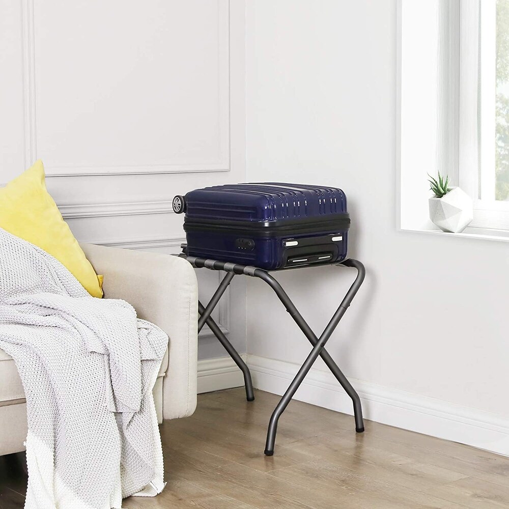 Steel Folding Luggage Rack  Pack of 2  Grey   26.9\