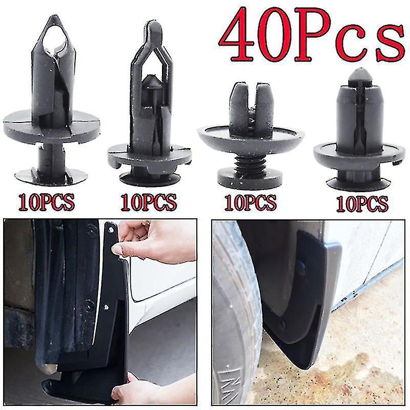 40pcs Car Plastic Rivet Bumper Fender Retainer Fastener Mud Flaps Push Clips Pin