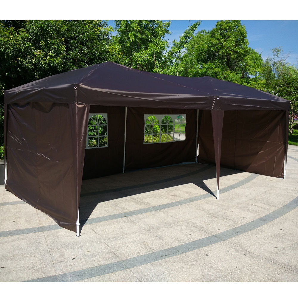 Zimtown 10' x 20' Ez Pop up Wedding Party Tent Folding w/4 Side Wall Brown