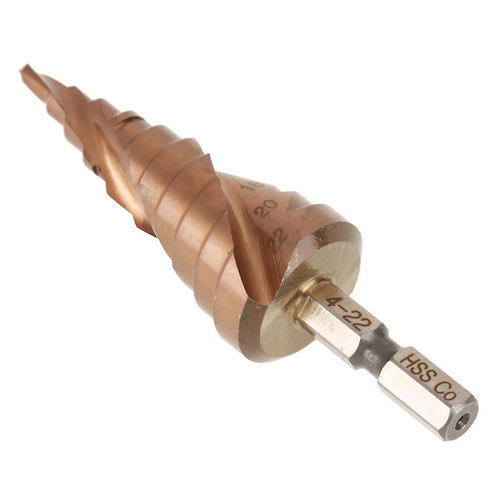 1pcs Hexagonal Handle Spiral Groove Step Cone Cobalt Drill Bit High Speed Steel(4-22mm)