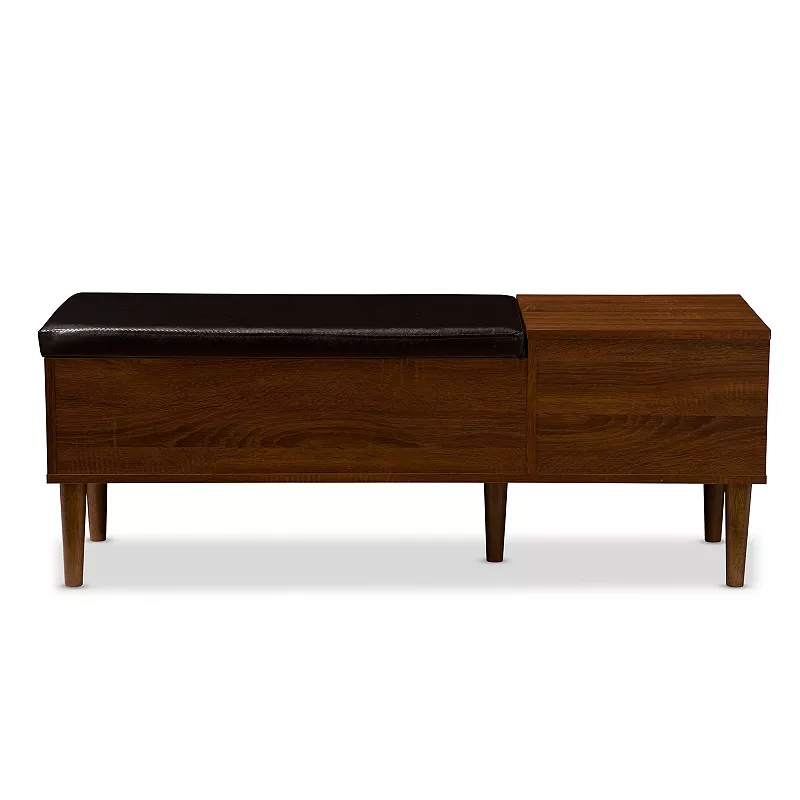 Baxton Studio Merrick Mid-Century Modern Entryway Bench with Shoe Rack