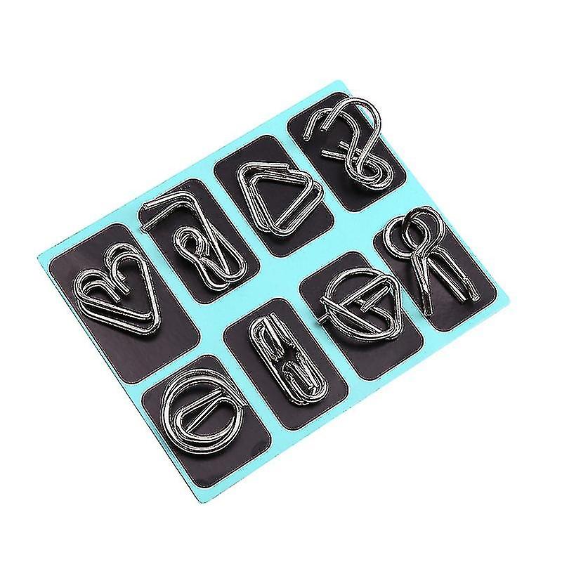 16pcs Metal Wire Jigsaw Puzzle Toy Brain Teaser Game Intelligence Test Gift For Children