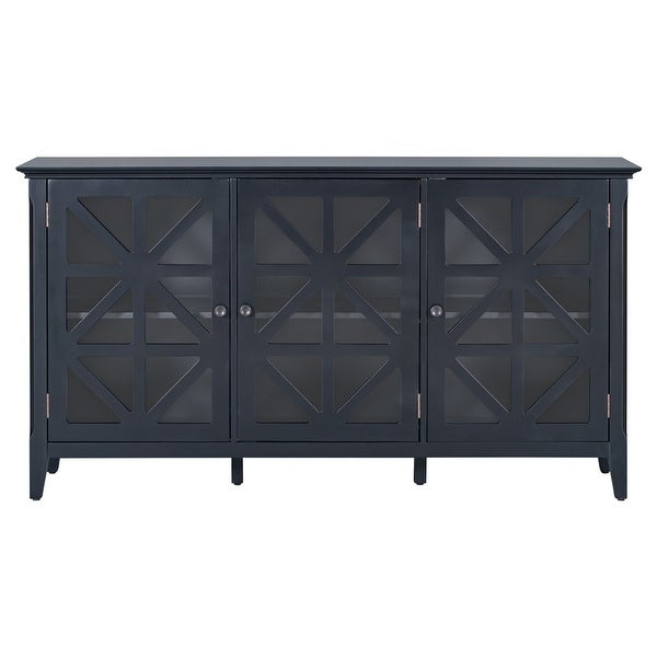 Wood Accent Cabinet Modern Console Table Sideboard With 3 Doors