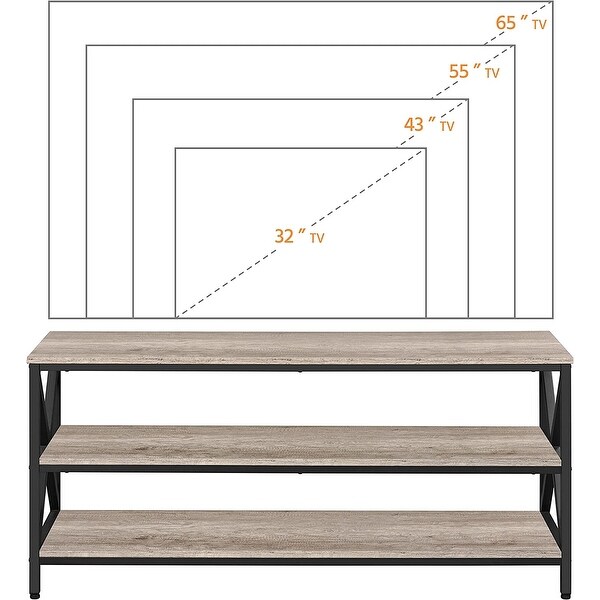 3 Tiers TV Stand for up to 70 Inch TVs， Industrial Media Entertainment Center TV Stand with Storage Shelves for Home