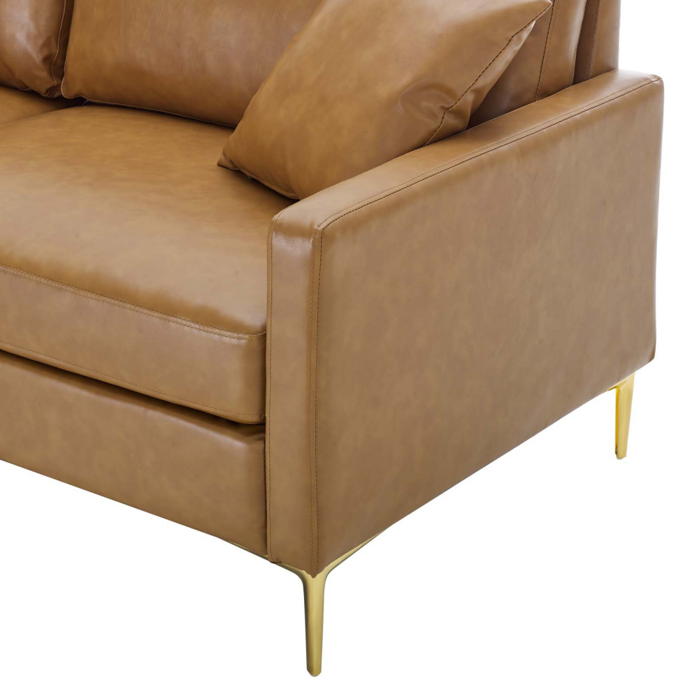 Sofa  Faux Vegan Leather  Tan  Modern  Living Lounge Hotel Lobby Hospitality   Midcentury   Sofas   by House Bound  Houzz