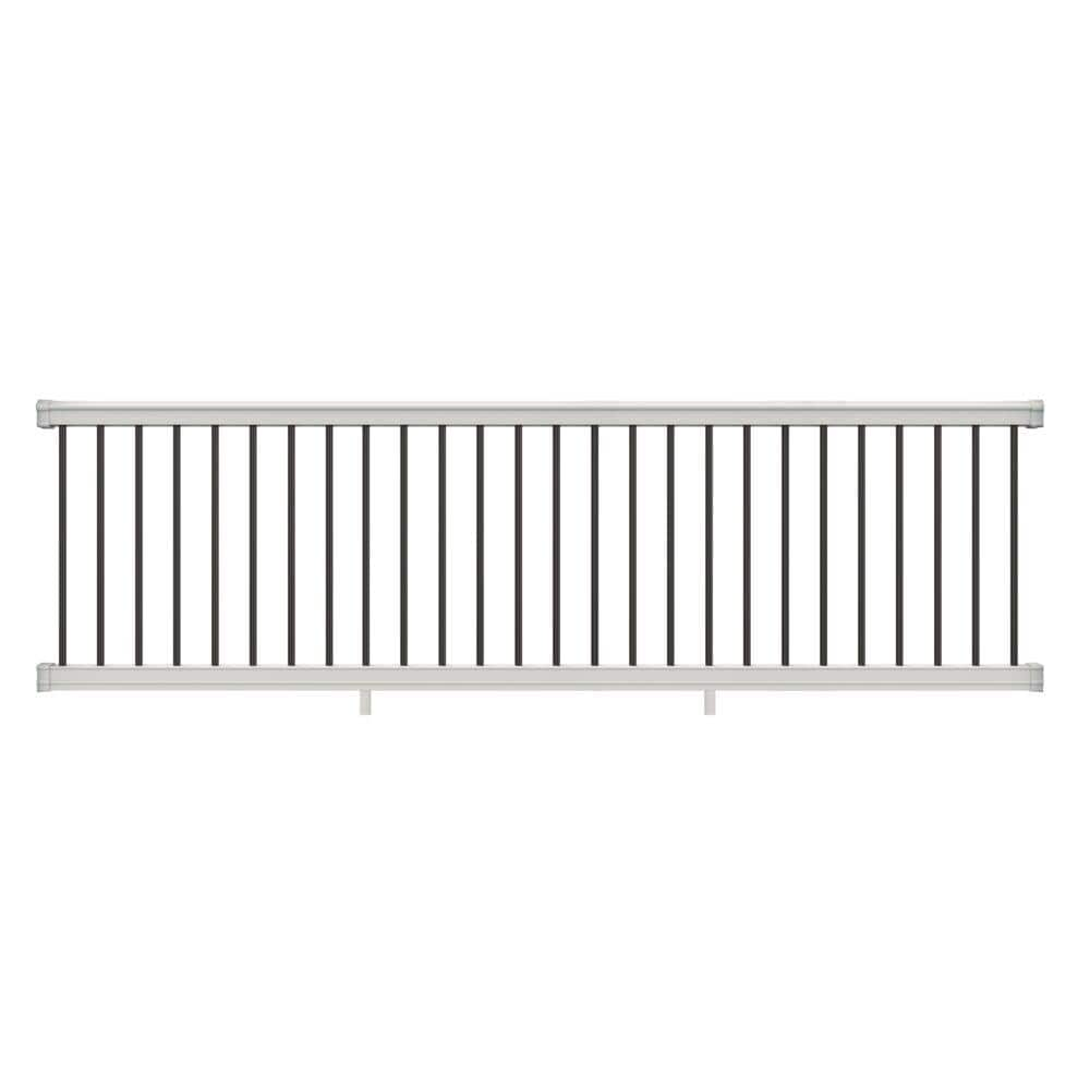 Barrette Outdoor Living Bella Premier Series 10 ft. x 36 in. White Vinyl Rail Kit with Black Aluminum Balusters 73013178