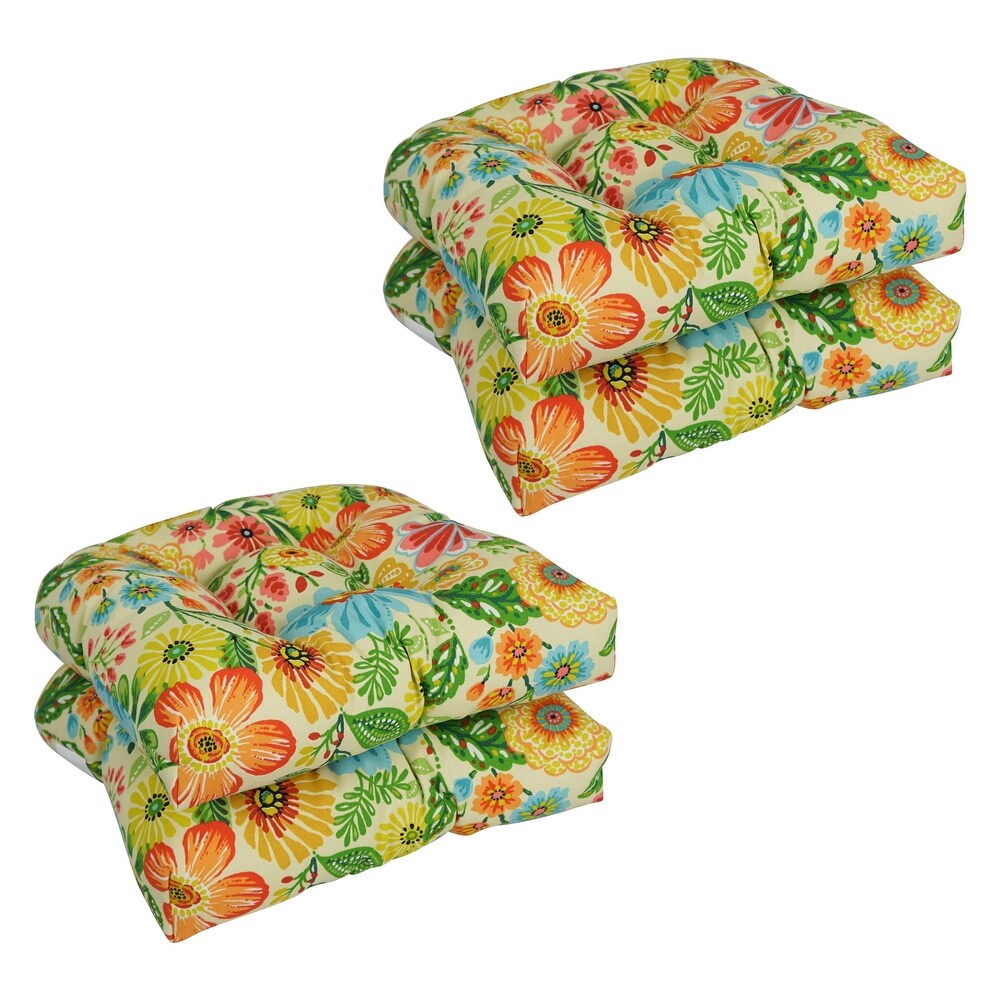 19 inch Rounded Back Tufted Indoor/Outdoor Chair Cushions (Set of 4)   19\