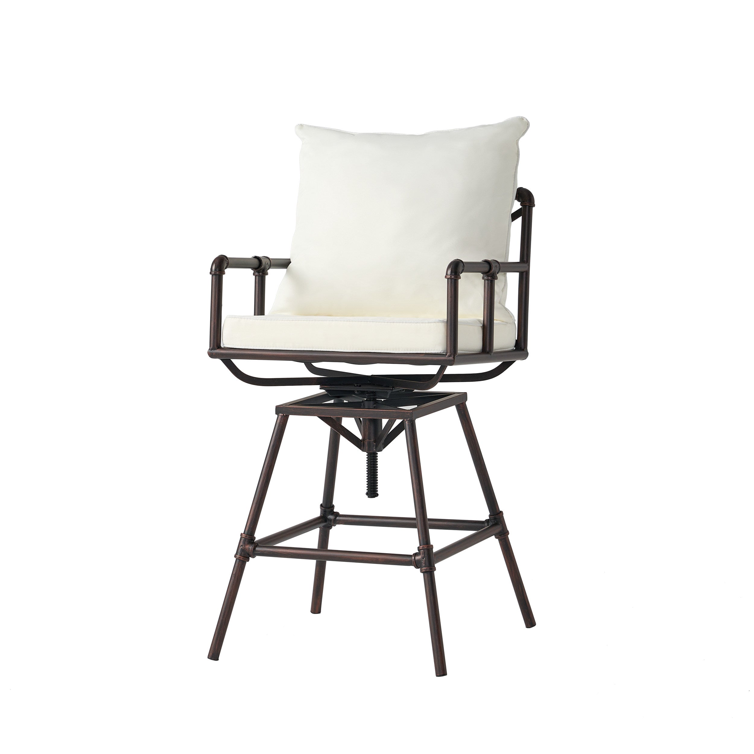 Varick Outdoor Adjustable Pipe Barstool with Cushions