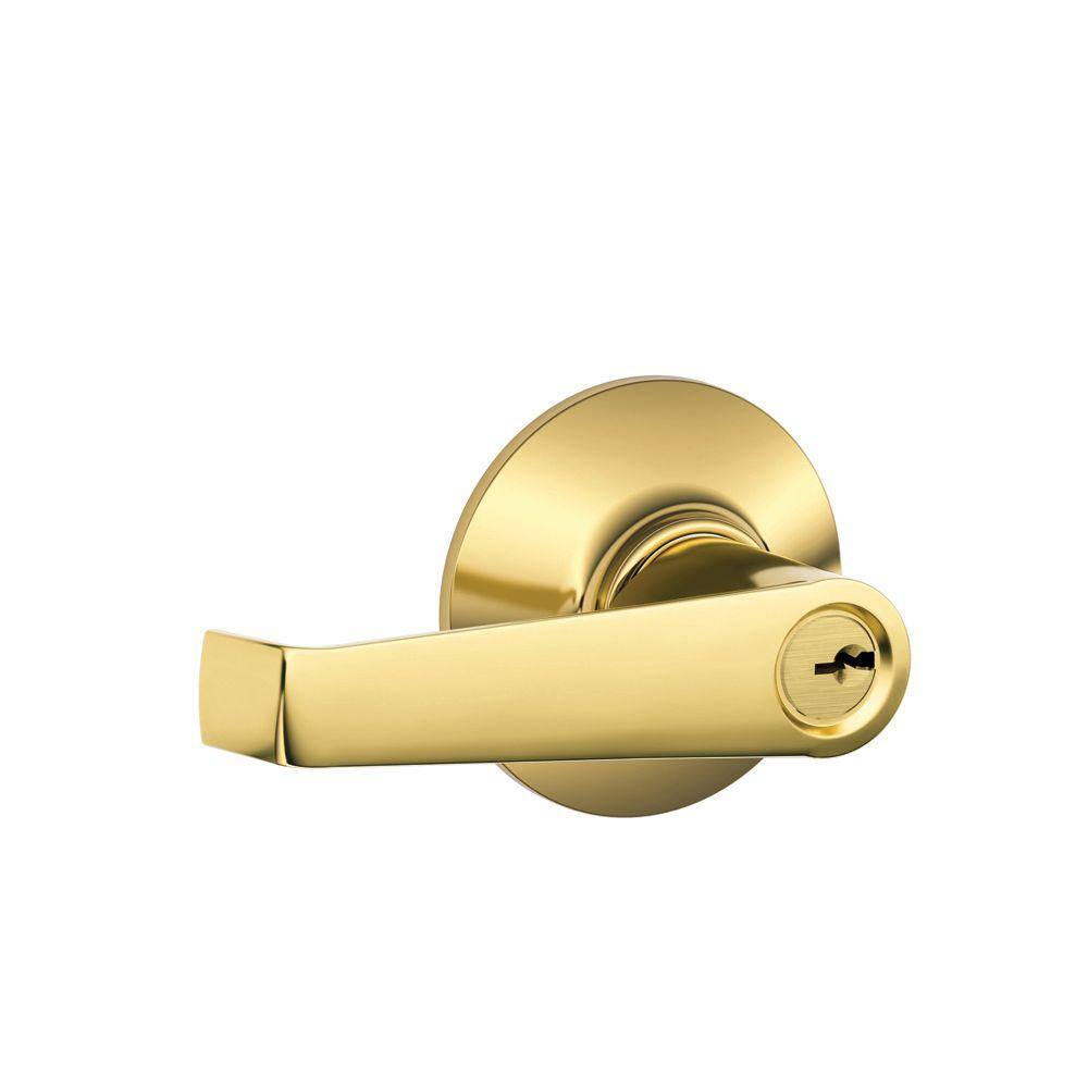 Schlage Elan Bright Brass Keyed Entry Door Handle F51A ELA 505