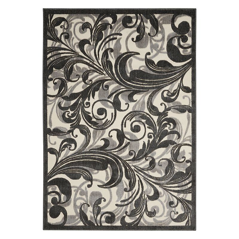 Nourison Graphic Illusions Gray Scroll Rug