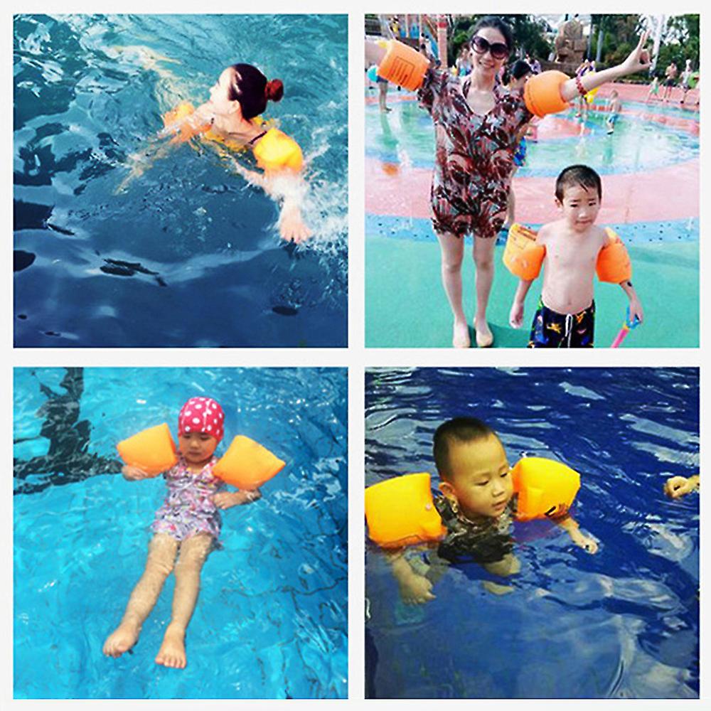 2pcs Inflatable Swim Arm Bands Pvc Arm Swimming Floats Rings For Kids Adults Yellow