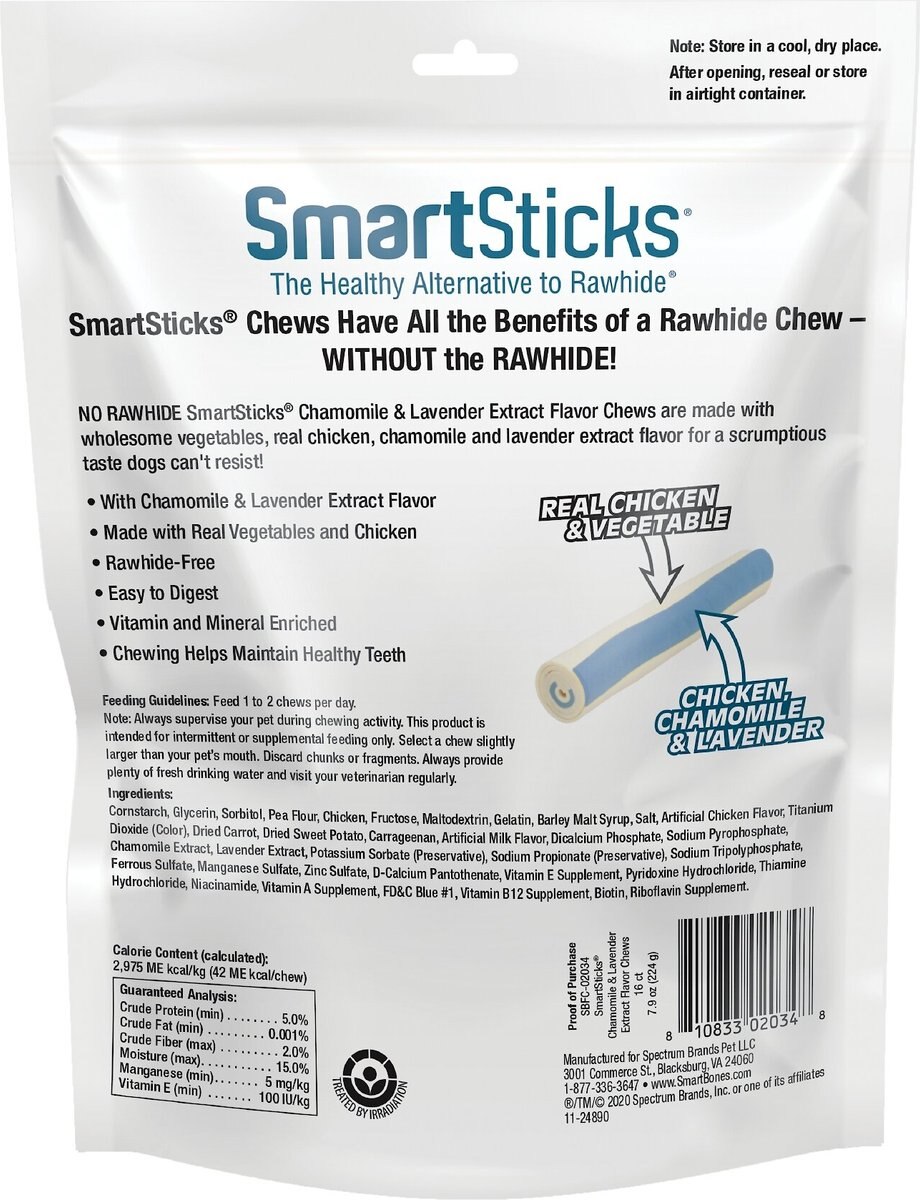 SmartBones SmartSticks Chamomile and Lavender Extract Flavor Chews Dog Treats