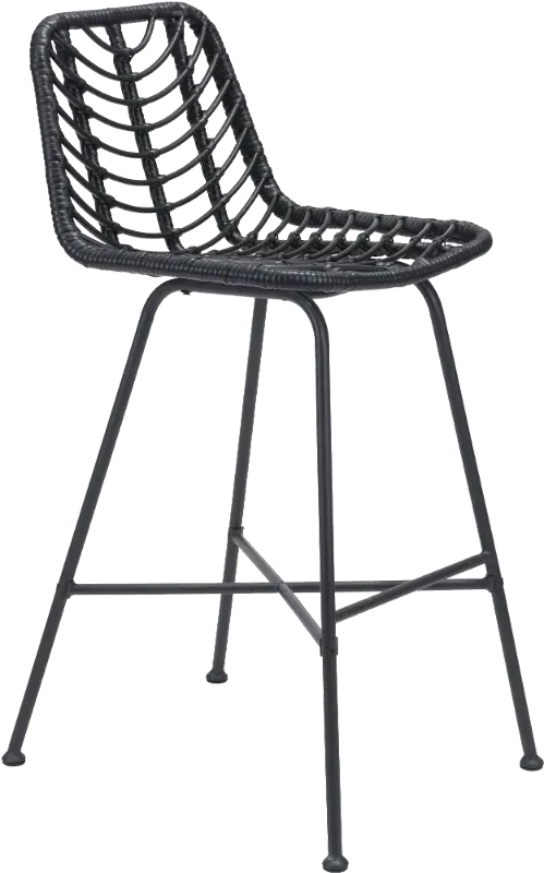 Malaga Black Outdoor Bar Stool， Set of 2