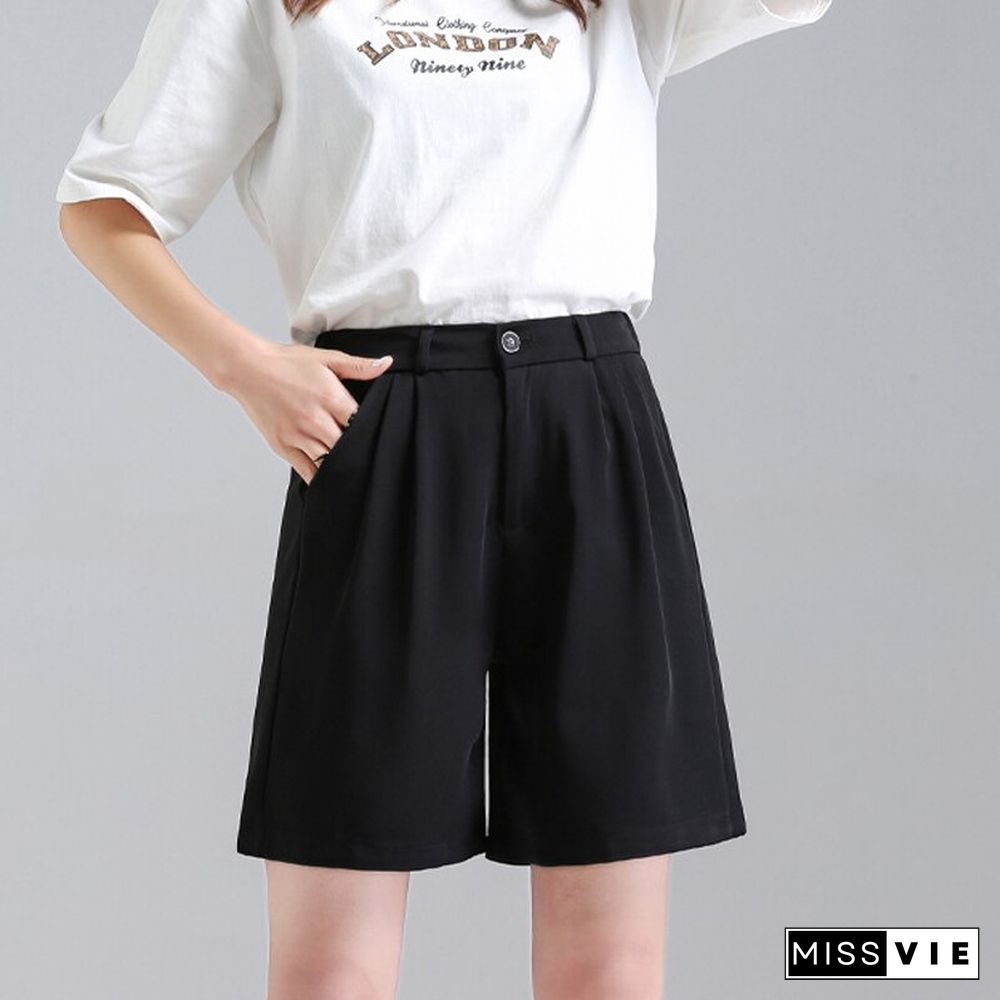 Fashion Office Lady Solid Suit Shorts Summer High Waist Loose Casual Korean Female Shorts Elegant All-match Women Clothing New