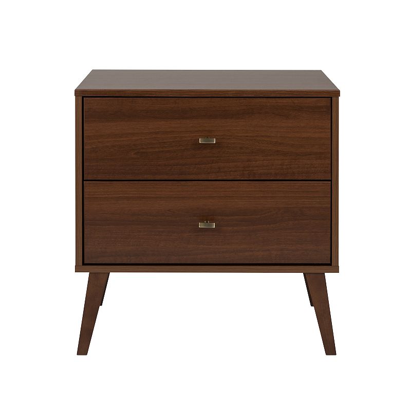 Prepac Milo Mid-Century Modern 2-Drawer Nightstand Table