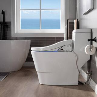 WOODBRIDGE Marsala 1-Piece 1.0 GPF1.6 GPF Dual Flush Elongated Toilet with Advance Smart Bidet Toilet in White HT0040