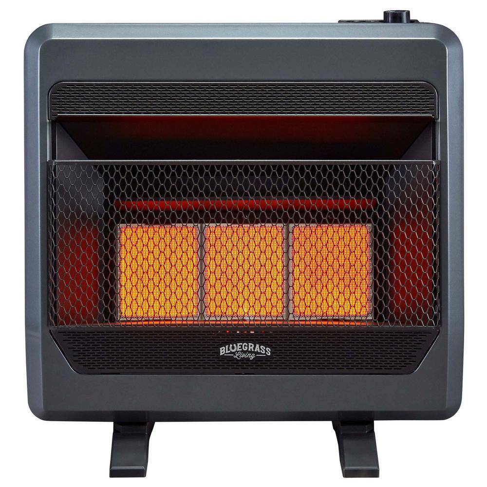 BLUEGRASS LIVING 28000 BTU Propane Gas Unvented Infrared Gas Heater With Blower and Base Feet 200090